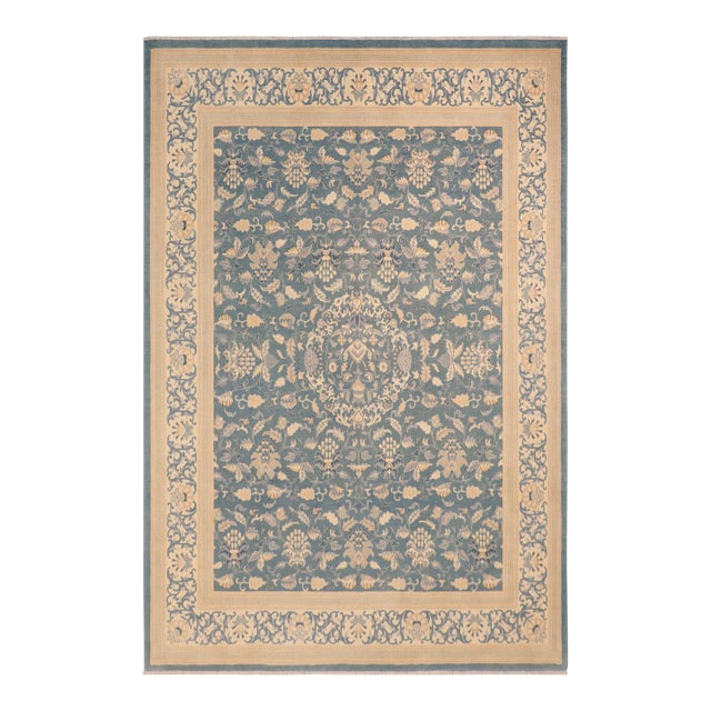 Sunfaded Green/Tan Wool Rug - 8'3'' X 9'10'' For Sale