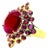 Bochic “Orient” Vintage Ruby & Ruby Cluster Cocktail Ring 18K Gold & Silver For Sale