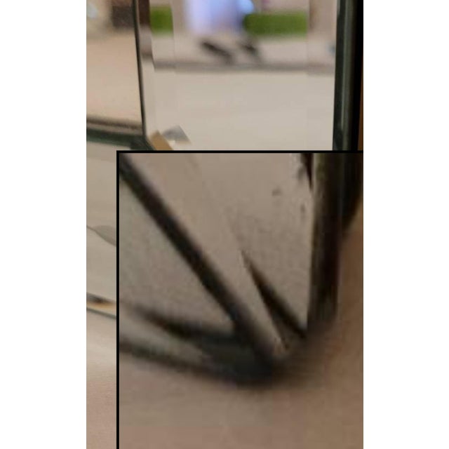 The Etched Silver Arched Venetian Glass Triptych Mirror Vanity Antique is a stunning piece of home decor that features an...