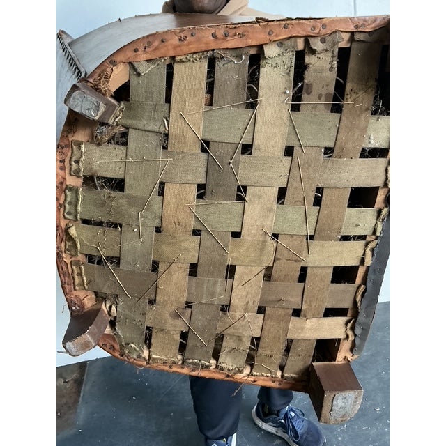 Early 20th Century Vintage Deco Distressed Leather Lounge Chairs - A Pair For Sale - Image 5 of 13