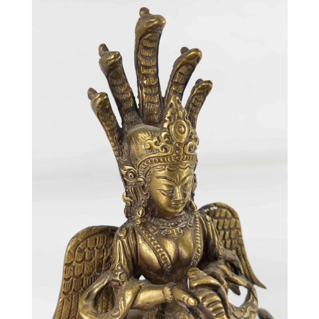 Metal South East Asian Bronze Naga Snake Deity Figure For Sale - Image 7 of 10