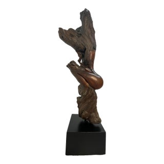 1980s Monumental Signed Wood Sculpture by Sig De Tonancour, 1984 | Organic Modern Figurative Form For Sale