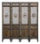 Vintage Finish Openwork Floral 4 Panels Wood Floor Screen Room Divider For Sale