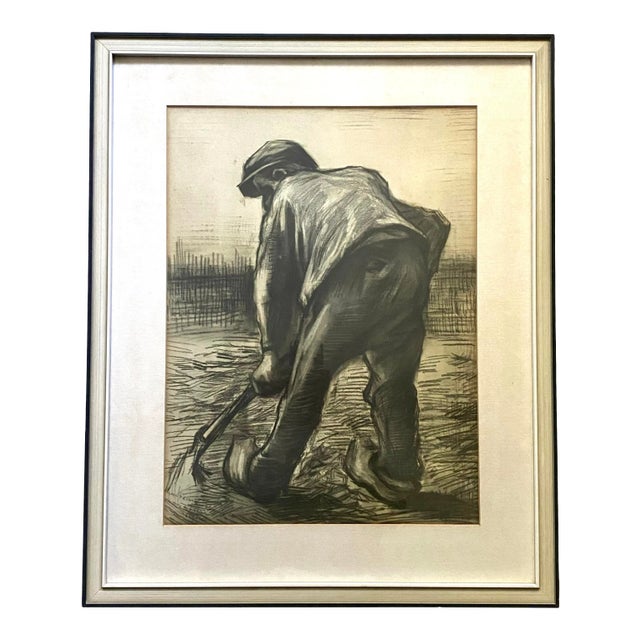1950s "Digger in Potato Field" Reproduction Print after Vincent Van Gogh, Framed For Sale