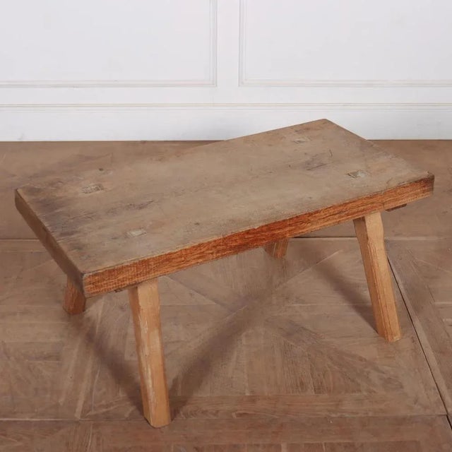 Nice French primitive oak low table / coffee table with a thick scrubbed top. 1890. This piece is designed in the style of...