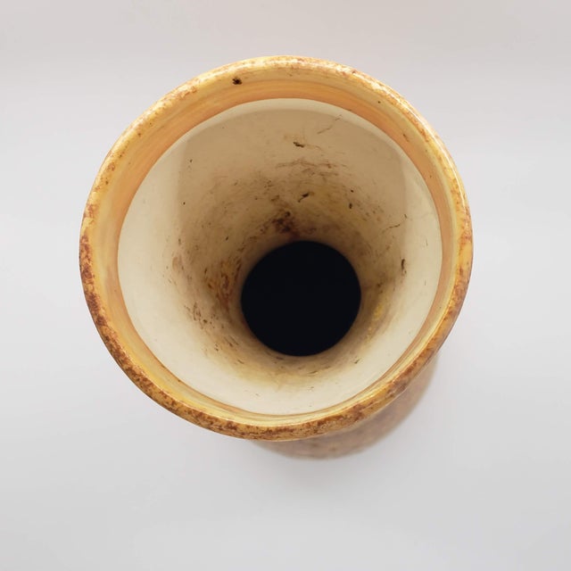 Gold Madeleine Originals Ca Striped Yellow Pottery Vase For Sale - Image 8 of 9