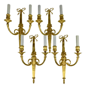 Set of Four Louis XVI Style Gilt Bronze Sconces by E. F. Caldwell