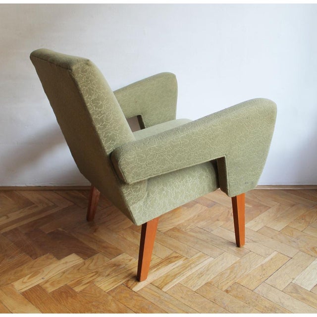 1960s Mid-Century Modern Czech Armchairs with Green Upholstery from Jitona, 1960s, Set of 2 For Sale - Image 5 of 16