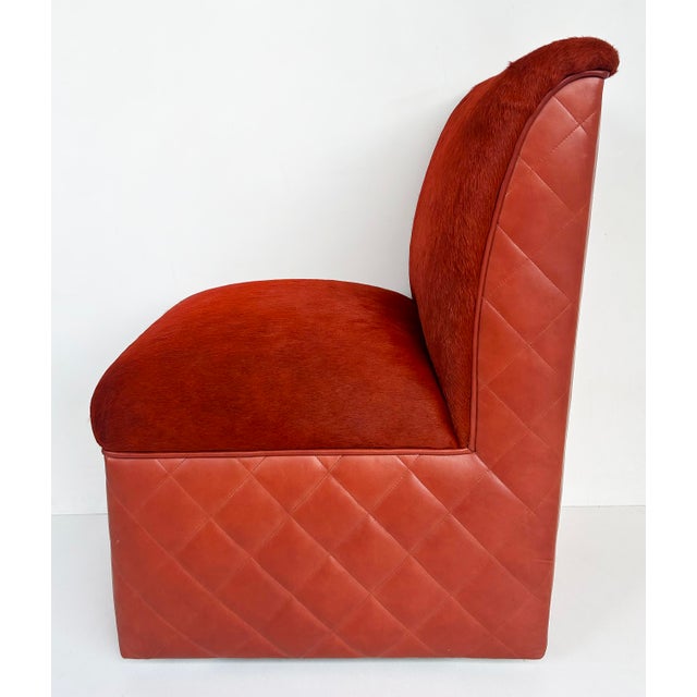 2000 - 2009 J. Robert Scott Cambon Leather Hide Slipper Chair For Sale - Image 5 of 11