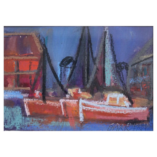 Georgs Barkans, Boats, Pastel on Paper For Sale