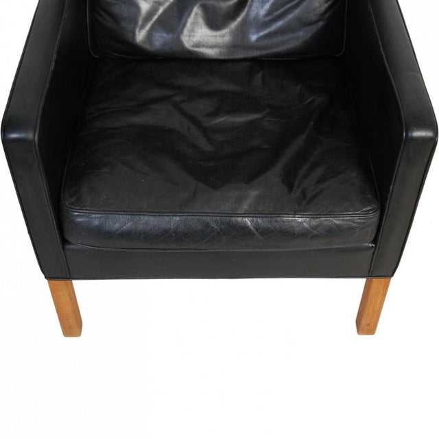 2431 Lounge Chair in Black Leather by Børge Mogensen, 1980s For Sale - Image 3 of 18