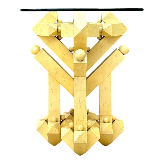 Vintage Postmodern Abstract Wood and Glass Table For Sale