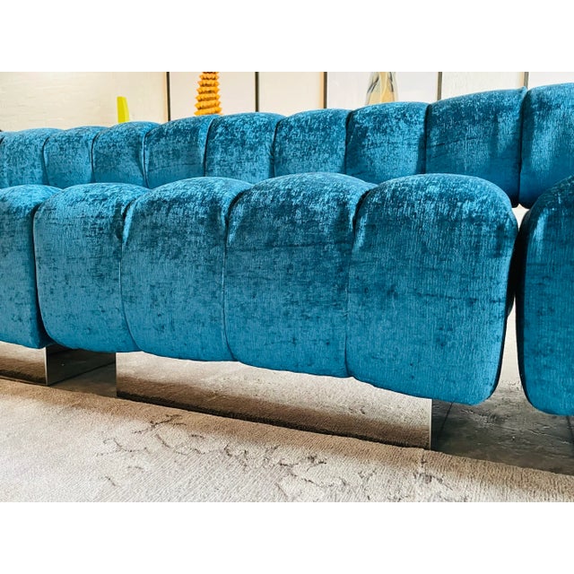 Blue Four Piece Cubo Sectional Sofa by Harvey Probber, Circa 1972 For Sale - Image 8 of 13