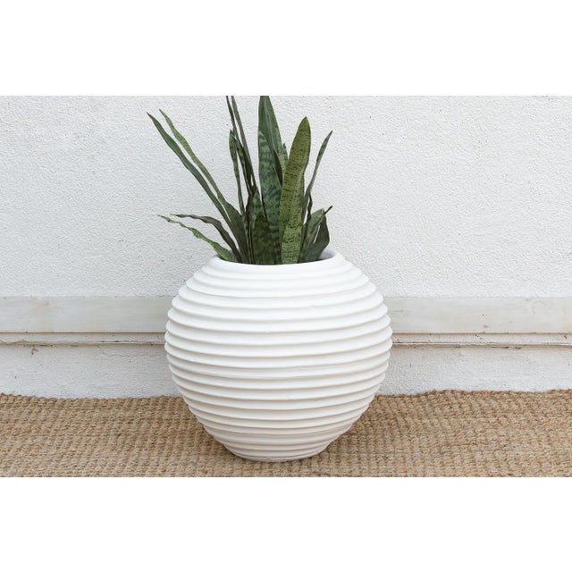 Mediterranean Modern White Mediterranean Beehive Planter For Sale - Image 3 of 9