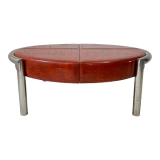 Large Circular Tubular Chrome Bench Ottoman Table Midcentury For Sale