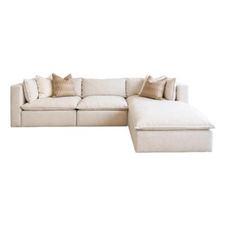 Crate and Barrel Lotus Deep Modular 4-Piece Reversible Sectional Sofa With Ottoman For Sale