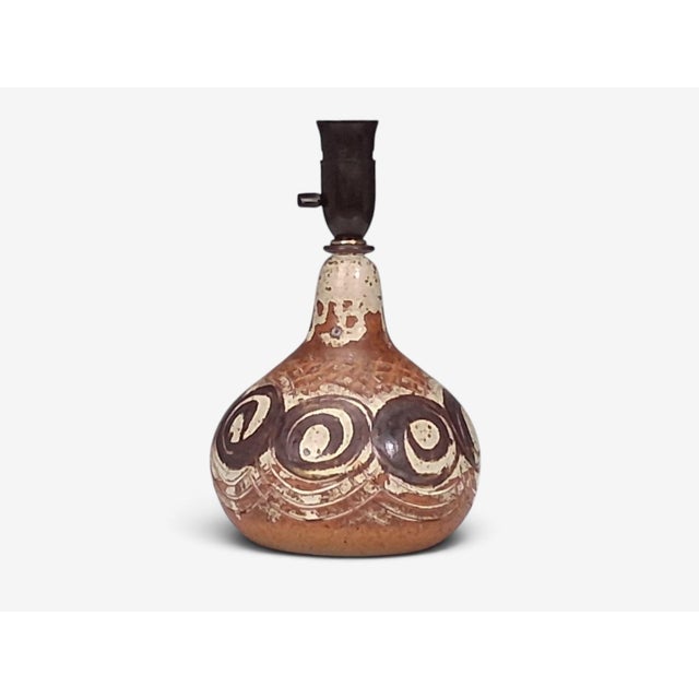 1970s 1970s Mid-Century Modern Tingkeramik Følle, Table Lamp, Brown and Cream Stoneware For Sale - Image 5 of 10
