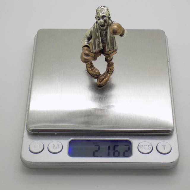 Vintage Italian Silver 800 and Brass Boxer Figurine by Angini, Tuscany, 1970s For Sale - Image 13 of 15