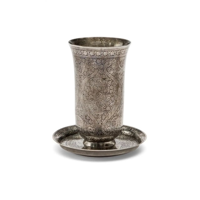 Metal An Exceptional Indian Solid Silver Niello Beaker and Saucer, Circa 1800 For Sale - Image 7 of 7
