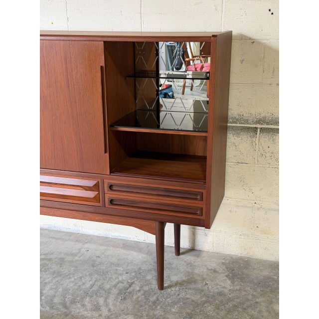 In Style of Johannes Andersen Teak Sideboard Credenza With Sliding Doors Danish Mid-Century Modern 1960s For Sale - Image 11 of 13