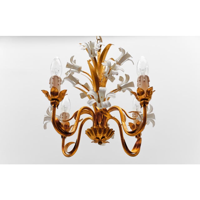 Gold Hollywood Regency Flower Ceiling Lamp by Hans Kögl, Germany, 1970s For Sale - Image 8 of 10