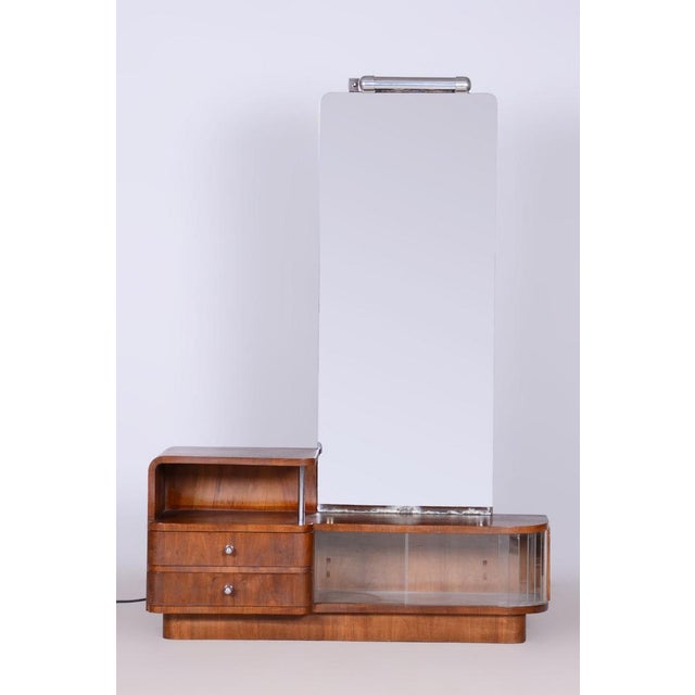 Brown Art Deco Dressing Mirro in Glass & Walnut attributed to R. Slezak, Czech, 1930s For Sale - Image 8 of 15