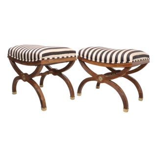 Pr. Regency Revival Bench Ottomans For Sale