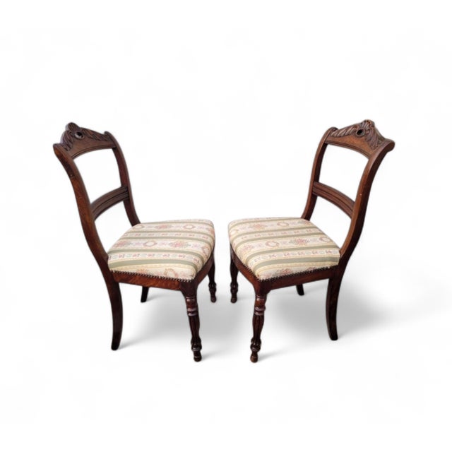Antique French Louis Philippe Dining Chairs in Wood, 1800s, Set of 2 For Sale - Image 4 of 11