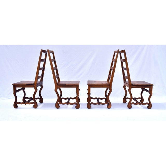 Set of Four Country French Folk Style Os De Mouton Dining Chairs, Oak, 1980s For Sale In Philadelphia - Image 6 of 12