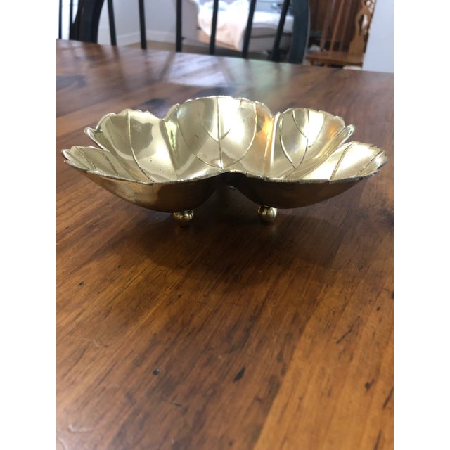 Mid-Century Modern Vintage 1970s Solid Brass Maple Leaf Dish For Sale - Image 3 of 6