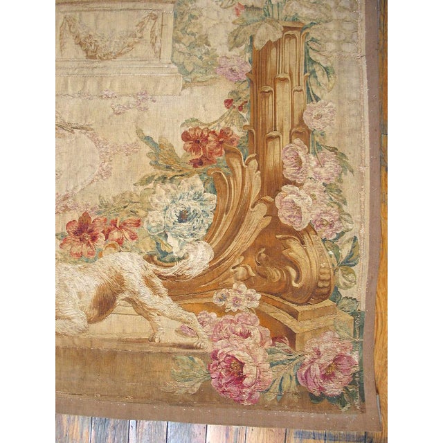 Beige 1750s Beige Figural Antique French Beauvais Tapestry Rug 6' 4" X 9' Flatweave Wool Carpet For Sale - Image 8 of 8