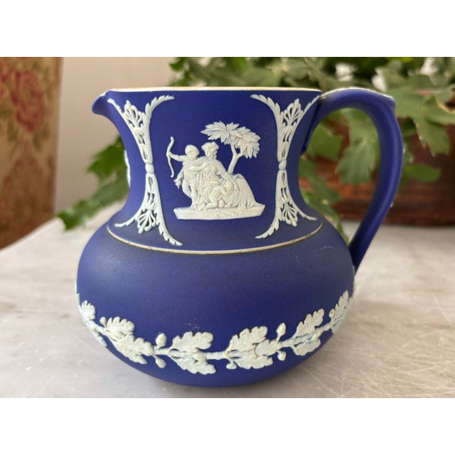 Royal Blue Small Antique English Wedgwood Jasperware Pitcher For Sale - Image 8 of 8