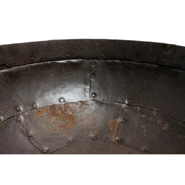 Vintage Round Iron Bowl W/ Two Handles For Sale - Image 9 of 10