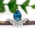 Modern 3.7ct Blue Zircon Ring With Natural Diamond Accents: Solid 14k Gold - Pear Cut, Size 6.75 For Sale - Image 3 of 7