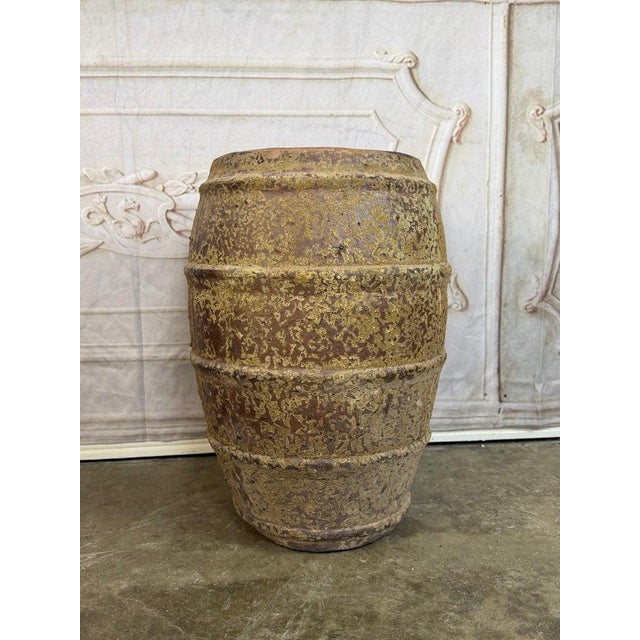 Spanish Ribbed Terracotta Storage Vessel With Ochre Encrusted Patina For Sale - Image 3 of 8