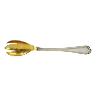 Silver Spaghetti Spoon with Golden Shell For Sale