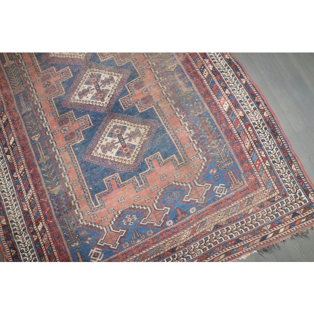 Blue Worn Tribal Afshar Rug, 4'5'' X 6'4'' For Sale - Image 8 of 11