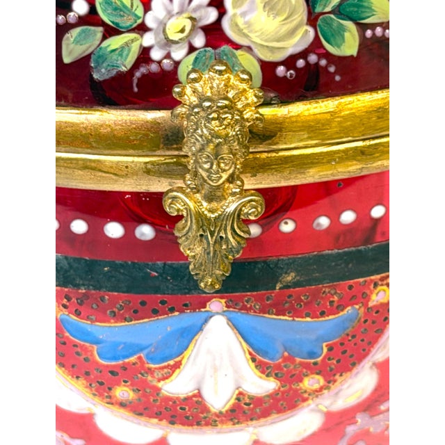 1880s Magnificent Moser Cranberry Glass Imperial Egg-Form Tantalus Service For Sale - Image 10 of 18