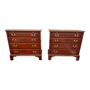Late 20th Century Henkel Harris Pair of Solid Mahogany Bachelor’s Chests