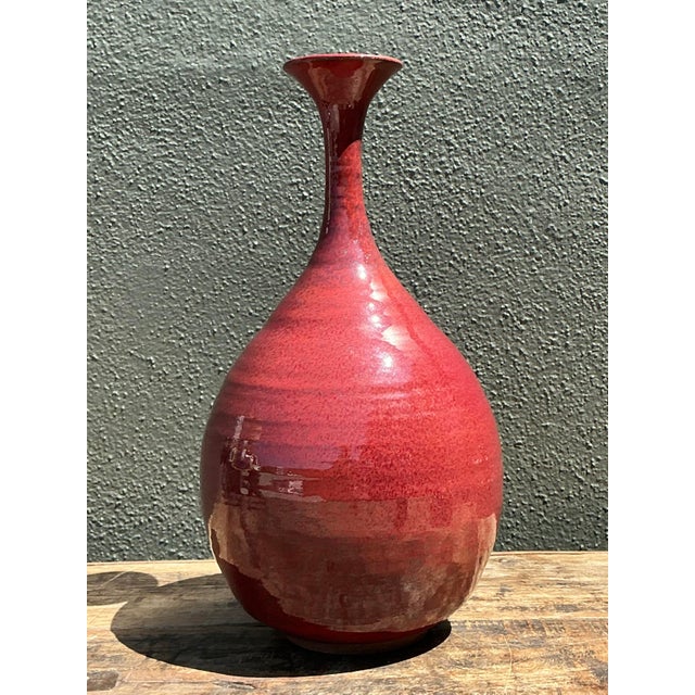 Early 21st Century Vintage Original Studio Pottery Long Neck Vase For Sale - Image 5 of 12