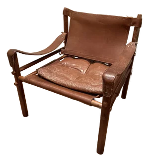 1960s Arne Norell Brown Leather Safari Chair