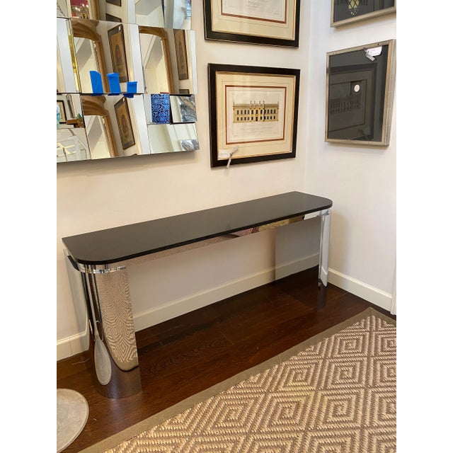 Metal Chrome and Granite Console Table For Sale - Image 7 of 10