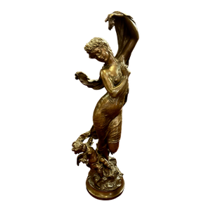 Hippolyte François Moreau “Crépuscule” Patinated Bronze Sculpture, Ca. 1857 [Jb]