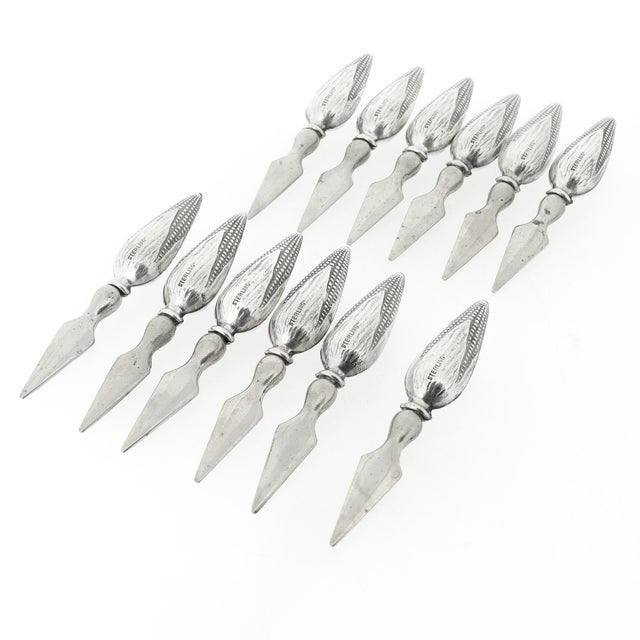 Set of 12 Mid 20th Century Figural Sterling Silver Corn on the Cob Holders For Sale - Image 4 of 12