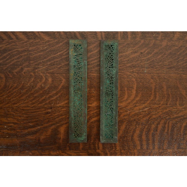 Tiffany Studios New York Pine Needle Bronze Blotter Ends With Leather Desk Blotter For Sale - Image 10 of 14
