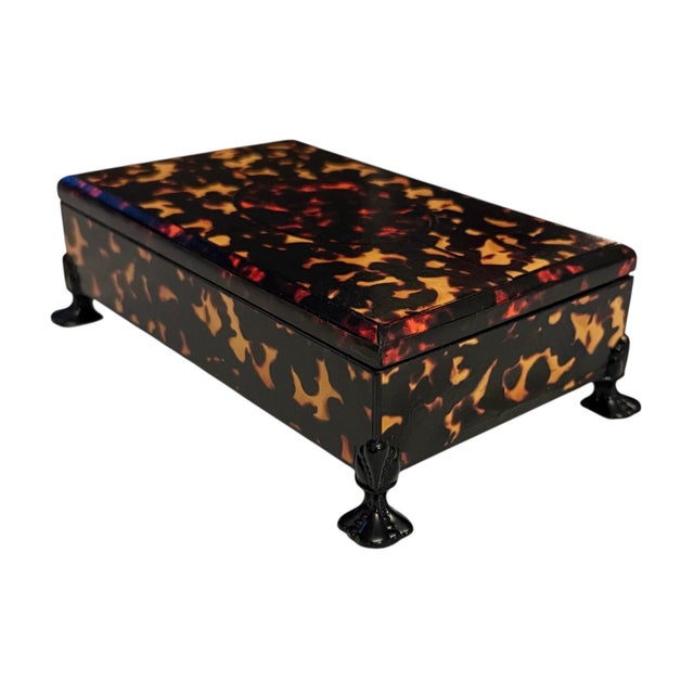 Vintage Faux Tortoise Shell Large Box For Sale - Image 4 of 8