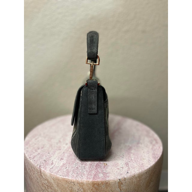 2010s Giorgio Armani Embroidered Suede Handbag For Sale - Image 5 of 10