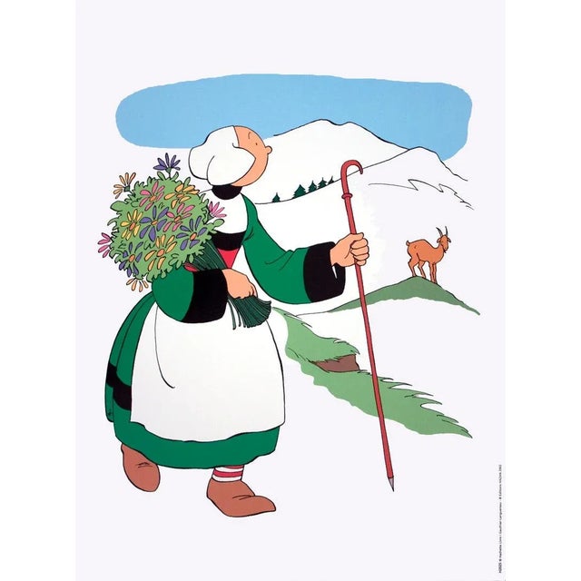 Contemporary 1990s Joseph Pinchon 'Becassine et les Alpes' Vintage Green, Multicolor Offset Lithograph For Sale - Image 3 of 3