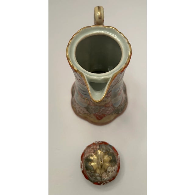 Brick Red Mid 19th Century Vintage Japanese Hand Painted “Kutani” Chocolate Pot For Sale - Image 8 of 12