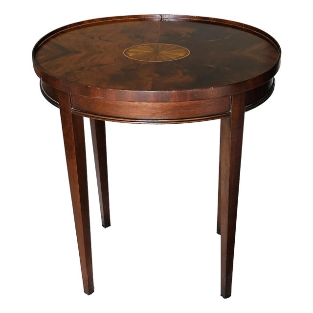 Vintage Council Craftsmen Furniture Drinks Table With Inlaid Fan Motif For Sale